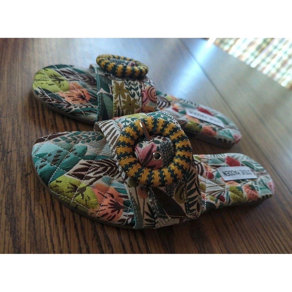 Steve Madden Size 8.5 Women Merla Sandals Slip-On Buckle Shoes ZAP2271 Floral